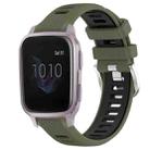 For Garmin Venu SQ 20mm Sports Two-Color Steel Buckle Silicone Watch Band(Army Green+Black) - 1
