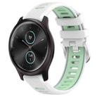 For Garmin VivoMove Style 20mm Sports Two-Color Steel Buckle Silicone Watch Band(White+Teal) - 1