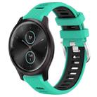 For Garmin VivoMove Style 20mm Sports Two-Color Steel Buckle Silicone Watch Band(Lake Blue+Black) - 1