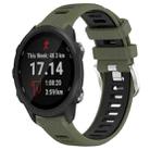 For Garmin Forerunner 245 20mm Sports Two-Color Steel Buckle Silicone Watch Band(Army Green+Black) - 1