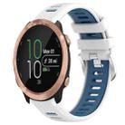 For Garmin Forerunner 645 Music 20mm Sports Two-Color Steel Buckle Silicone Watch Band(White+Blue) - 1