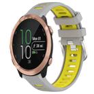 For Garmin Forerunner 645 Music 20mm Sports Two-Color Steel Buckle Silicone Watch Band(Grey+Yellow) - 1