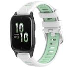 For Garmin Forerunner Sq2 20mm Sports Two-Color Steel Buckle Silicone Watch Band(White+Teal) - 1