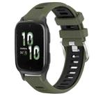 For Garmin Forerunner Sq2 20mm Sports Two-Color Steel Buckle Silicone Watch Band(Army Green+Black) - 1