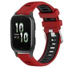 For Garmin Forerunner Sq2 20mm Sports Two-Color Steel Buckle Silicone Watch Band(Red+Black) - 1