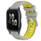 For Garmin Forerunner Sq2 20mm Sports Two-Color Steel Buckle Silicone Watch Band(Grey+Yellow) - 1