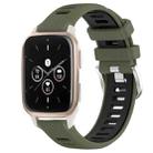 For Garmin Forerunner Sq2 Music 20mm Sports Two-Color Steel Buckle Silicone Watch Band(Army Green+Black) - 1