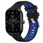 For Amazfit GTS 4 22mm Cross Texture Two Color Silicone Steel Buckle Watch Band(Black+Blue) - 1