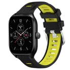 For Amazfit GTS 4 22mm Cross Texture Two Color Silicone Steel Buckle Watch Band(Black+Lime Green) - 1