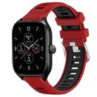 For Amazfit GTS 4 22mm Cross Texture Two Color Silicone Steel Buckle Watch Band(Red+Black) - 1