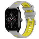 For Amazfit GTS 4 22mm Cross Texture Two Color Silicone Steel Buckle Watch Band(Grey+Yellow) - 1