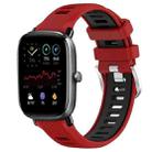 For Amazfit GTS 4 Mini 22mm Cross Texture Two Color Silicone Steel Buckle Watch Band(Red+Black) - 1