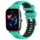 For Amazfit GTS 3 22mm Cross Texture Two Color Silicone Steel Buckle Watch Band(Lake Blue+Black) - 1