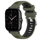 For Amazfit GTS 2E 22mm Cross Texture Two Color Silicone Steel Buckle Watch Band(Army Green+Black) - 1