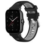 For Amazfit GTS 2E 22mm Cross Texture Two Color Silicone Steel Buckle Watch Band(Black+Grey) - 1