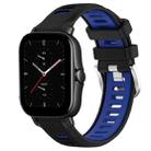 For Amazfit GTS 2E 22mm Cross Texture Two Color Silicone Steel Buckle Watch Band(Black+Blue) - 1