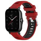 For Amazfit GTS 2E 22mm Cross Texture Two Color Silicone Steel Buckle Watch Band(Red+Black) - 1