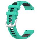 For Amazfit GTS 2E 22mm Cross Texture Two Color Silicone Steel Buckle Watch Band(Lake Blue+Black) - 2