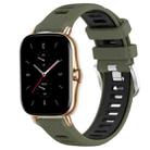 For Amazfit GTS 2 22mm Cross Texture Two Color Silicone Steel Buckle Watch Band(Army Green+Black) - 1