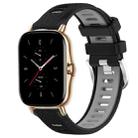 For Amazfit GTS 2 22mm Cross Texture Two Color Silicone Steel Buckle Watch Band(Black+Grey) - 1