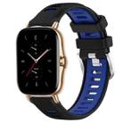 For Amazfit GTS 2 22mm Cross Texture Two Color Silicone Steel Buckle Watch Band(Black+Blue) - 1