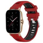 For Amazfit GTS 2 22mm Cross Texture Two Color Silicone Steel Buckle Watch Band(Red+Black) - 1