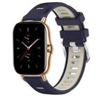 For Amazfit GTS 2 22mm Cross Texture Two Color Silicone Steel Buckle Watch Band(Midnight Blue + Starlight) - 1