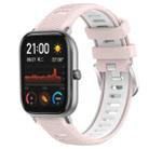 For Amazfit GTS 22mm Cross Texture Two Color Silicone Steel Buckle Watch Band(Pink+White) - 1