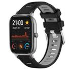 For Amazfit GTS 22mm Cross Texture Two Color Silicone Steel Buckle Watch Band(Black+Grey) - 1