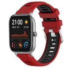 For Amazfit GTS 22mm Cross Texture Two Color Silicone Steel Buckle Watch Band(Red+Black) - 1