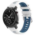 For Amazfit GTR 42mm 22mm Cross Texture Two Color Silicone Steel Buckle Watch Band(White+Blue) - 1