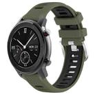 For Amazfit GTR 42mm 22mm Cross Texture Two Color Silicone Steel Buckle Watch Band(Army Green+Black) - 1