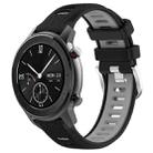 For Amazfit GTR 42mm 22mm Cross Texture Two Color Silicone Steel Buckle Watch Band(Black+Grey) - 1