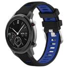 For Amazfit GTR 42mm 22mm Cross Texture Two Color Silicone Steel Buckle Watch Band(Black+Blue) - 1