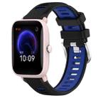 For Amazfit Pop Pro 22mm Cross Texture Two Color Silicone Steel Buckle Watch Band(Black+Blue) - 1