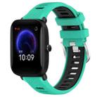 For Amazfit Pop 22mm Cross Texture Two Color Silicone Steel Buckle Watch Band(Lake Blue+Black) - 1