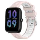 For Amazfit Bip 3 22mm Cross Texture Two Color Silicone Steel Buckle Watch Band(Pink+White) - 1