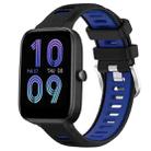 For Amazfit Bip 3 22mm Cross Texture Two Color Silicone Steel Buckle Watch Band(Black+Blue) - 1