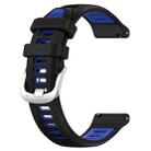 For Amazfit Bip 3 22mm Cross Texture Two Color Silicone Steel Buckle Watch Band(Black+Blue) - 2