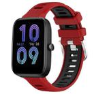 For Amazfit Bip 3 22mm Cross Texture Two Color Silicone Steel Buckle Watch Band(Red+Black) - 1