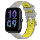 For Amazfit Bip 3 22mm Cross Texture Two Color Silicone Steel Buckle Watch Band(Grey+Yellow) - 1