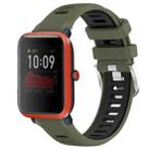 For Amazfit Bip 1S 22mm Cross Texture Two Color Silicone Steel Buckle Watch Band(Army Green+Black) - 1