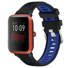 For Amazfit Bip 1S 22mm Cross Texture Two Color Silicone Steel Buckle Watch Band(Black+Blue) - 1