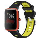 For Amazfit Bip 1S 22mm Cross Texture Two Color Silicone Steel Buckle Watch Band(Black+Lime Green) - 1