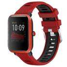 For Amazfit Bip 1S 22mm Cross Texture Two Color Silicone Steel Buckle Watch Band(Red+Black) - 1