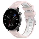 For Amazfit Bip 1S 20mm Cross Texture Two Color Silicone Steel Buckle Watch Band(Pink+White) - 1