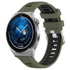 For Huawei Watch GT3 Pro 43mm 20mm Sports Two-Color Steel Buckle Silicone Watch Band(Army Green+Black) - 1