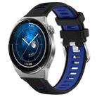 For Huawei Watch GT3 Pro 43mm 20mm Sports Two-Color Steel Buckle Silicone Watch Band(Black+Blue) - 1