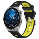 For Huawei Watch GT3 Pro 43mm 20mm Sports Two-Color Steel Buckle Silicone Watch Band(Black+Lime Green) - 1