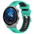 For Huawei Watch GT3 Pro 43mm 20mm Sports Two-Color Steel Buckle Silicone Watch Band(Lake Blue+Black) - 1